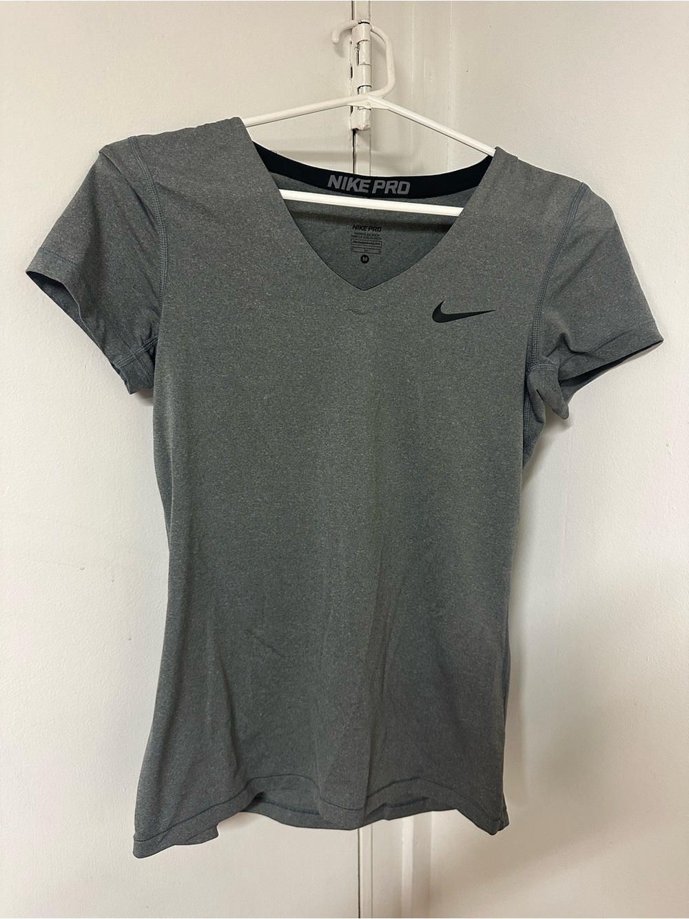 Nike Gray V-Neck Short Sleeve Performance Tee